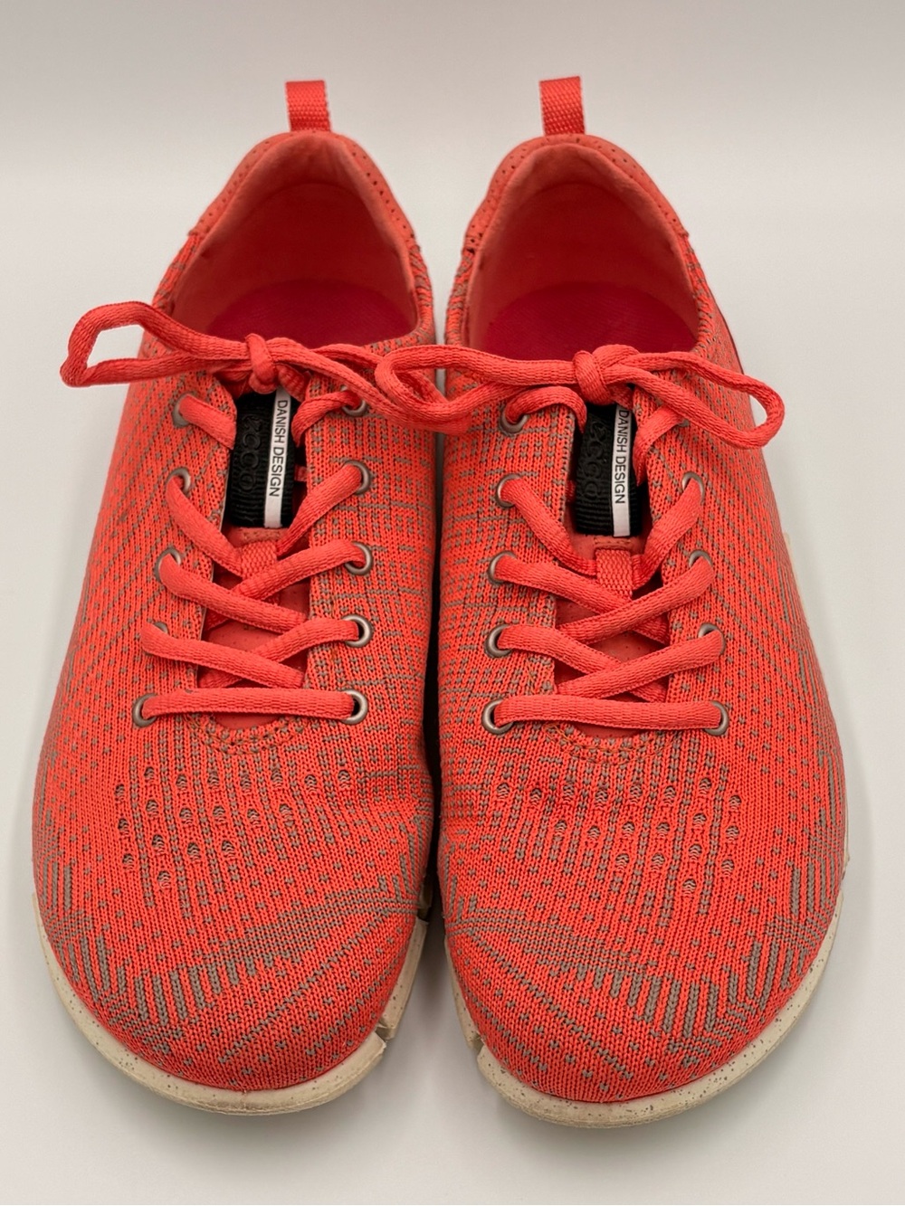 Ecco Intrinsic Karma Tech Danish Design Orange Coral Knit Sneakers 8.5
